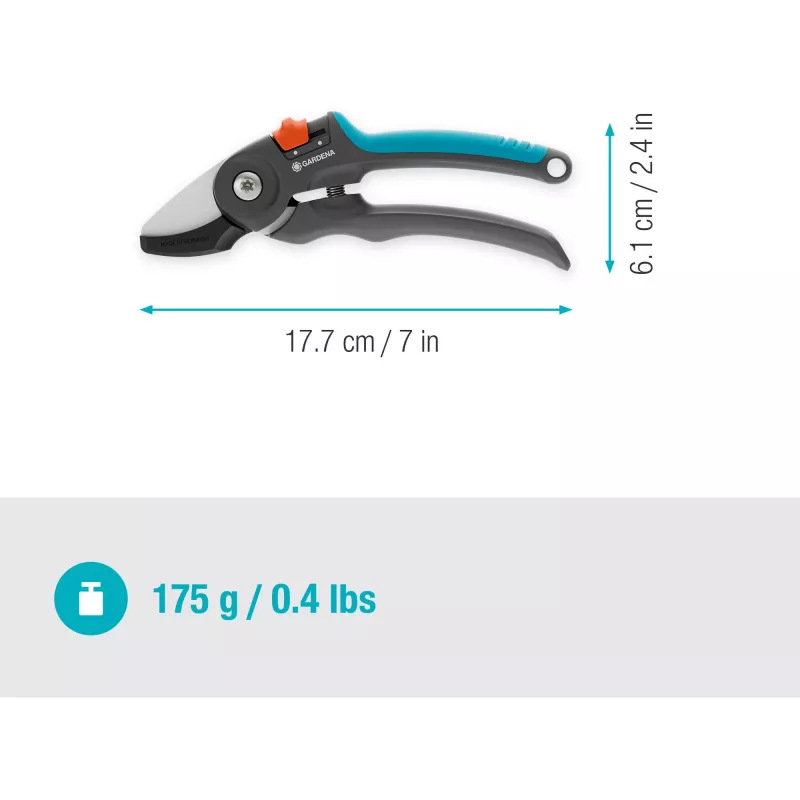Astschere GARDENA PremiumCut 12240-20 Amboss für trockenes Holz, grau/türkis