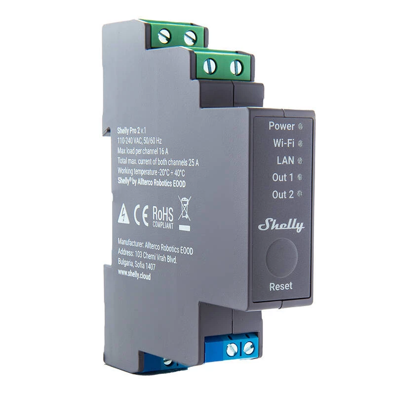 Shelly Pro 2 DIN-Schienen WiFi/LAN/Bluetooth Relaisschalter