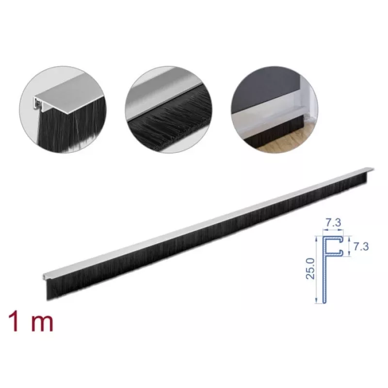 Bürstenleiste DeLOCK 66652 40 mm mit Aluminiumprofil abgewinkelt
