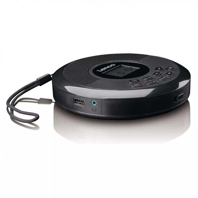 Tragbarer CD-Player Lenco CD-340BK — schwarz, tragbares Design