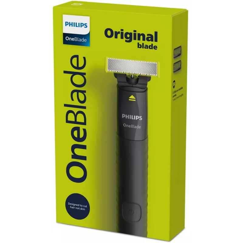 Folienrasierer und Trimmer Philips OneBlade QP1424/10 — Anthrazit, batteriebetrieben, 30 Min. Laufzeit, Bartkämme