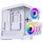 PHANTEKS NV-Series NV5 MK2 ATX-Gehäuse, gehärtetes Glas, DRGB - Mattweiß + 3er-Pack M25 Gen2 PWM D-RGB Lüfter Reverse Blade + 1x Normaler Lüfter - 120 mm