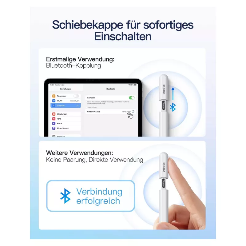 Stylus Pen Inateck PCL005_WHITE — kompatibel mit iPad Pro, iPad Mini, iPad 6–10