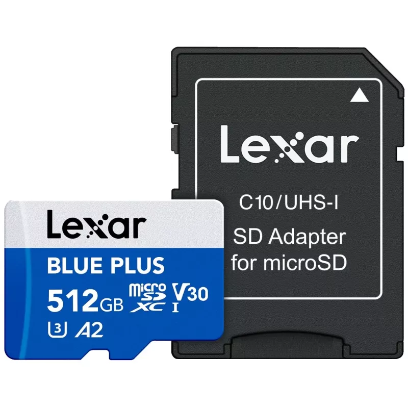 MicroSDXC-Speicherkarte Lexar BLUE PLUS 512 GB, UHS‑I, Lesen 170 MB/s, U3/V30