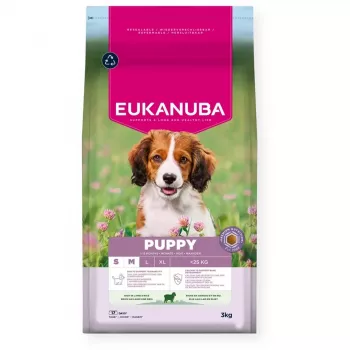 Trockenfutter für Hunde EUKANUBA Puppy & Junior Small/Medium Lamb & Rice 3 kg — Alleinfuttermittel für junge Hunde kleiner und mittelgroßer Rassen