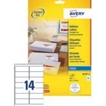 Selbstklebende Etiketten Avery J8159-100 — Weiß, Tintenstrahldrucker, Permanentklebstoff, Packung