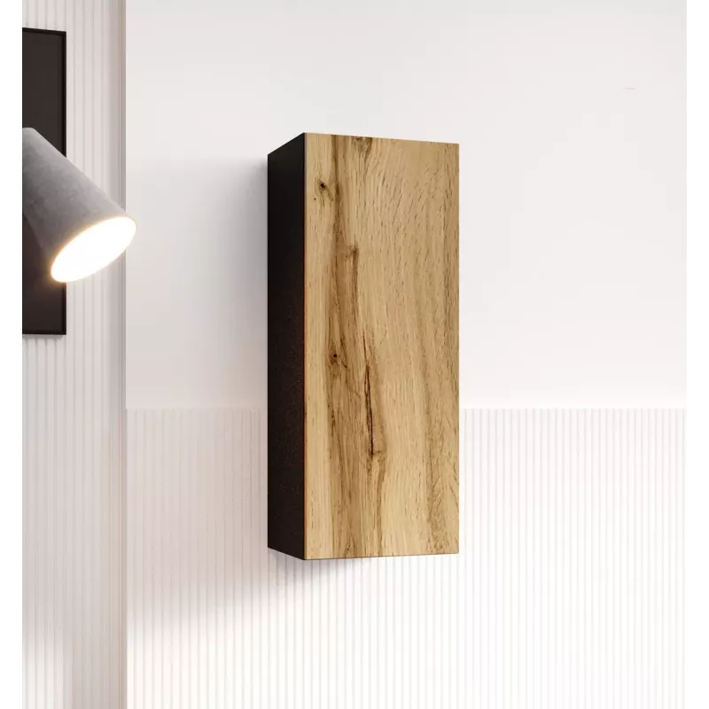 Cama Wohnzimmer-Schrankset VIGO 13 schwarz/Wotan-Eiche