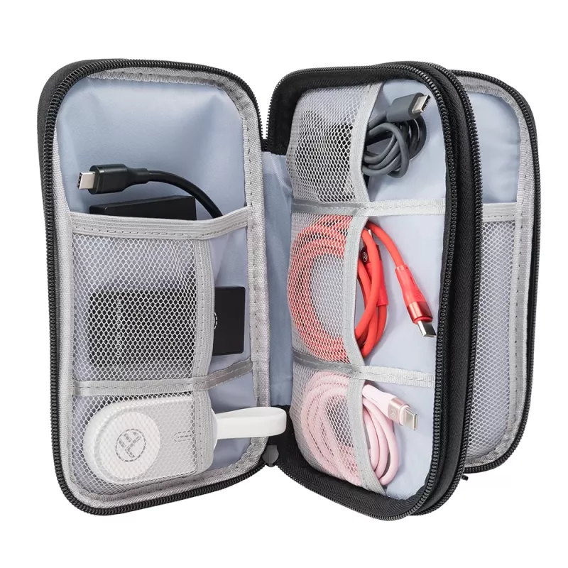 Kabel-Organizer-Tasche Tellur TLL193011 — kompakte Reisetasche für Ladegeräte, Kabel, Adapter, schwarz