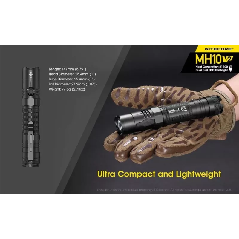 Hand-Taschenlampe Nitecore MH10 V2 Schwarz