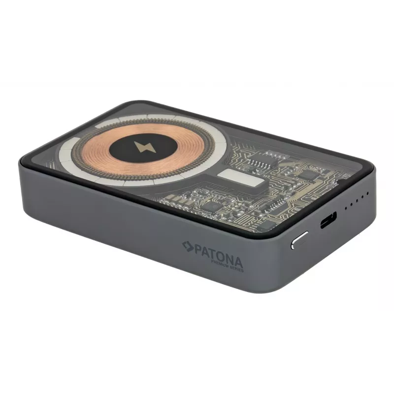 Tragbare Powerbank PATONA 9992, 10000 mAh, LiPo 38,5 Wh, USB‑C PD 20 W, 2 Ausgänge, 12 V/3 A Eingang/Ausgang, Schwarz
