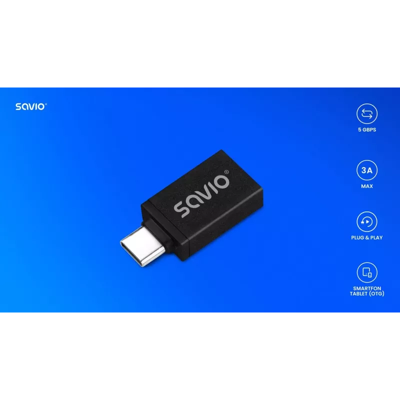 Savio AK-80 Videokabel-Adapter 0m USB Typ-A USB Typ-C Schwarz