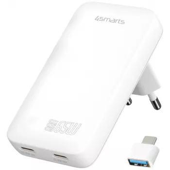 Ladegerät FlatPlug 65W GaN Dual USB-C weiß