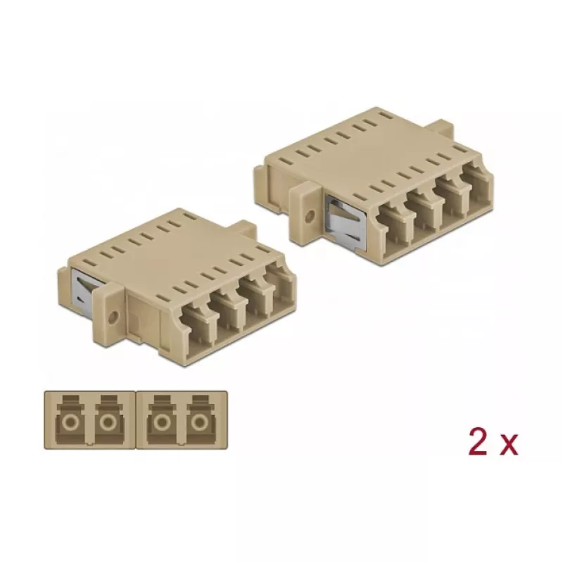 Glasfaseradapter DELOCK LC-Buchse auf LC-Buchse, beige, 2er-Pack