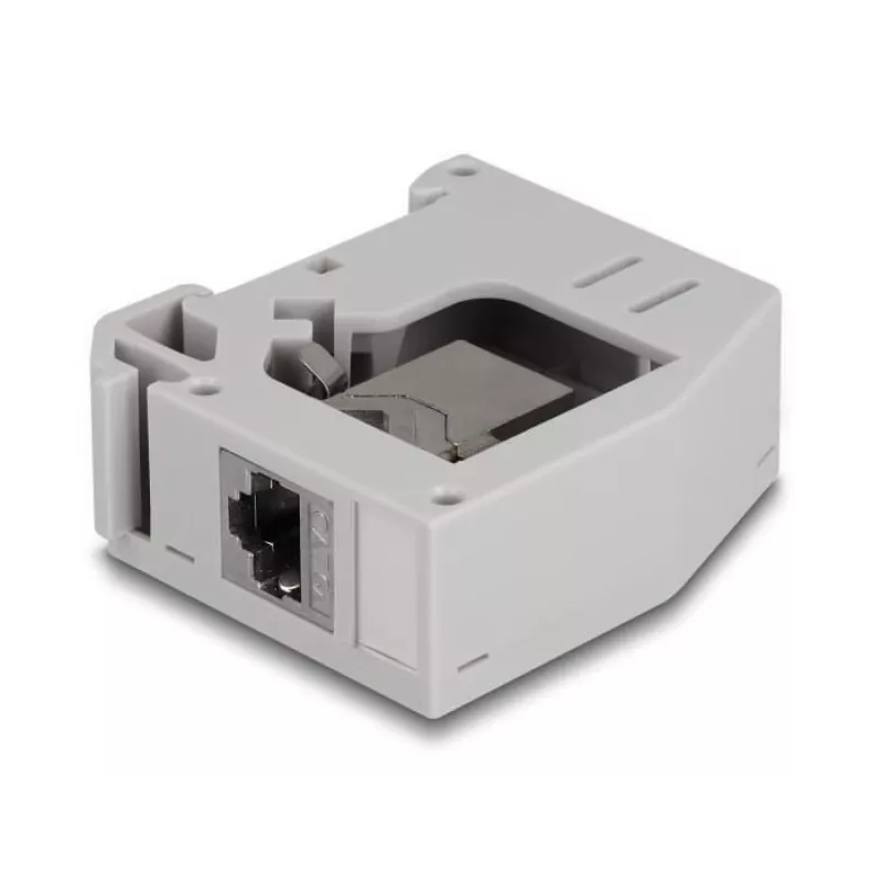 DeLOCK DIN-Schienenadapter RJ45-Buchse zu RJ45-Buchse Cat.6A Grau