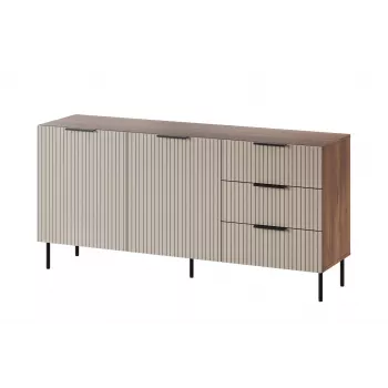 Kommode cama meble ALMERA 156×42×75 cm, Nussbaum/Cashmere, 3 Schubladen, Spanplatte