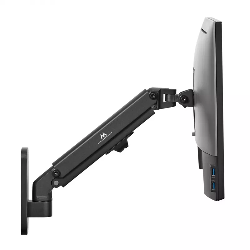 Wandmonitorhalterung MACLEAN MC-458, Gasdruckfeder höhenverstellbar, Einzelbildschirm, VESA 75x75–100x100, bis 7 kg, Neigung -45°–90°, max. Ausladung 35,5 cm