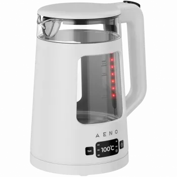 AENO Wasserkocher EK6: 1850-2200W, 2L, Strix, quadratische Form, transparenter Deckel, hochbeständiges Glas, LED-Beleuchtung, automatische Abschaltung, Trockengehschutz
