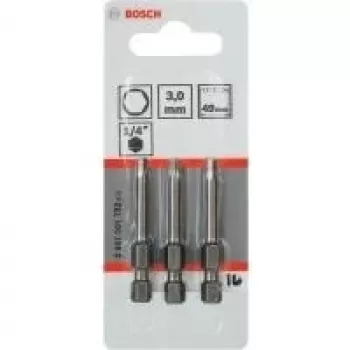 Schraubendreher-Bitsatz Bosch 3 Stück extra hart, Hex 3 mm, 49 mm Länge, 1/4 Zoll Schaft
