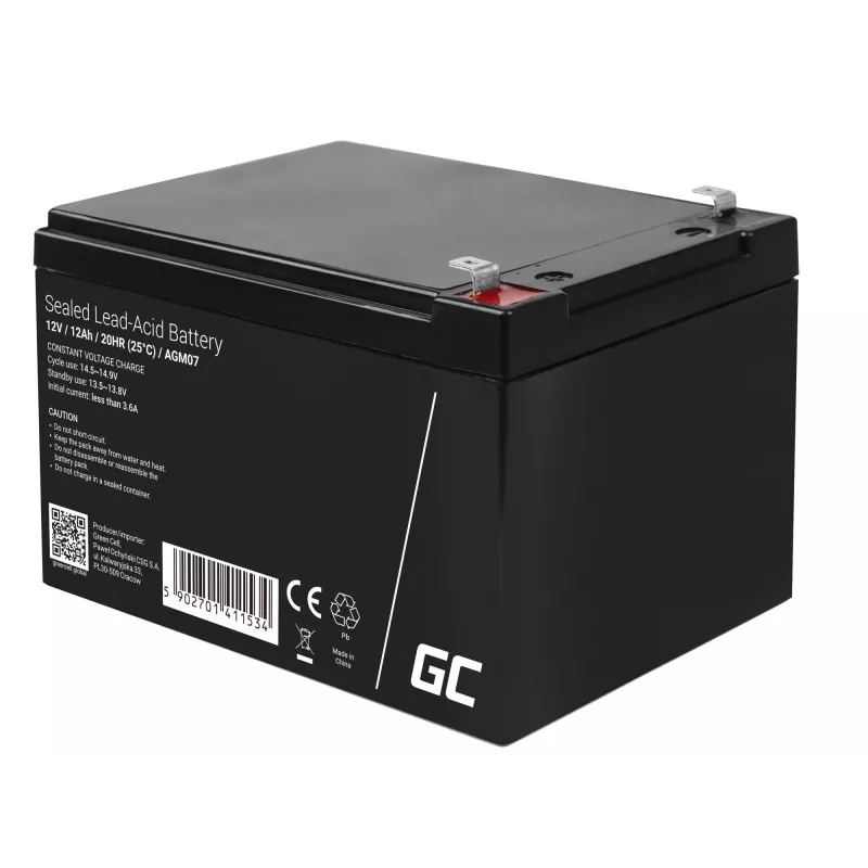 AGM-Batterie Grün Cell 12V 12Ah – verschlossene Blei-Säure (VRLA), 151×98×95 mm, 3,3 kg