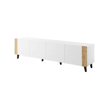 RTV-Schrank FARO 200x42x52 weiß matt + Eiche craft