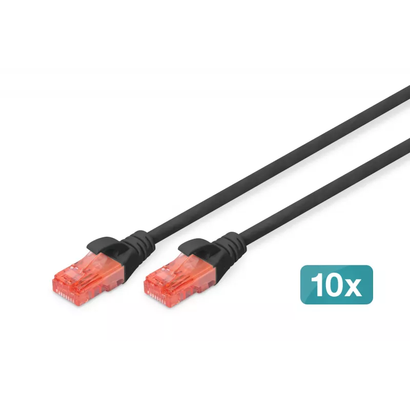 Netzwerkkabel Digitus CAT 6 U/UTP 0,5m RJ-45 Schwarz