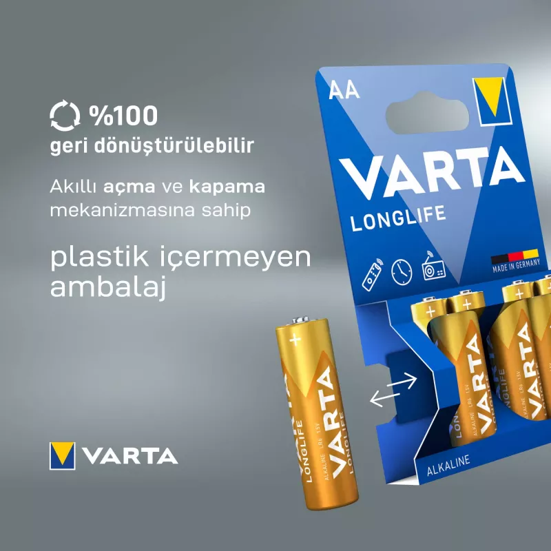 Varta Longlife Extra - Batterie 4 x AA-Typ Alkali (04106101414)