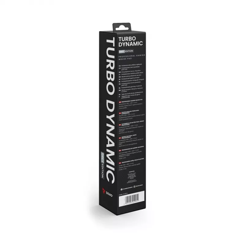 Gaming-Mauspad SAVIO Turbo Dynamic XL — Grau, 900×400 mm, 3 mm dick, genähte rutschfeste Stoffoberfläche