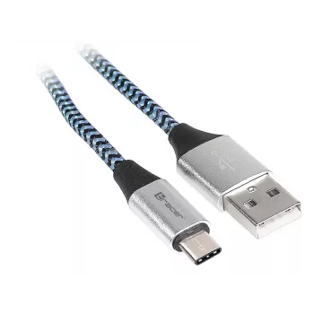 Tracer TRAKBK46266 USB-Kabel USB 2.0 1 m USB-C USB-A Schwarz Blau Silber