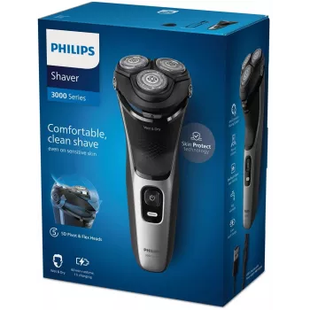 Elektrorasierer Philips 3000 Serie S3143/00 — 3-Kopf-Rotationssystem, Nass & Trocken, Li-Ion, 60 Minuten Laufzeit