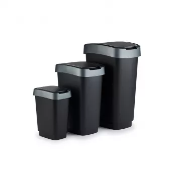 Abfalleimer Rotho Twist 50 L rechteckig Polypropylen, 50 L, 602×298×401 mm, schwarz
