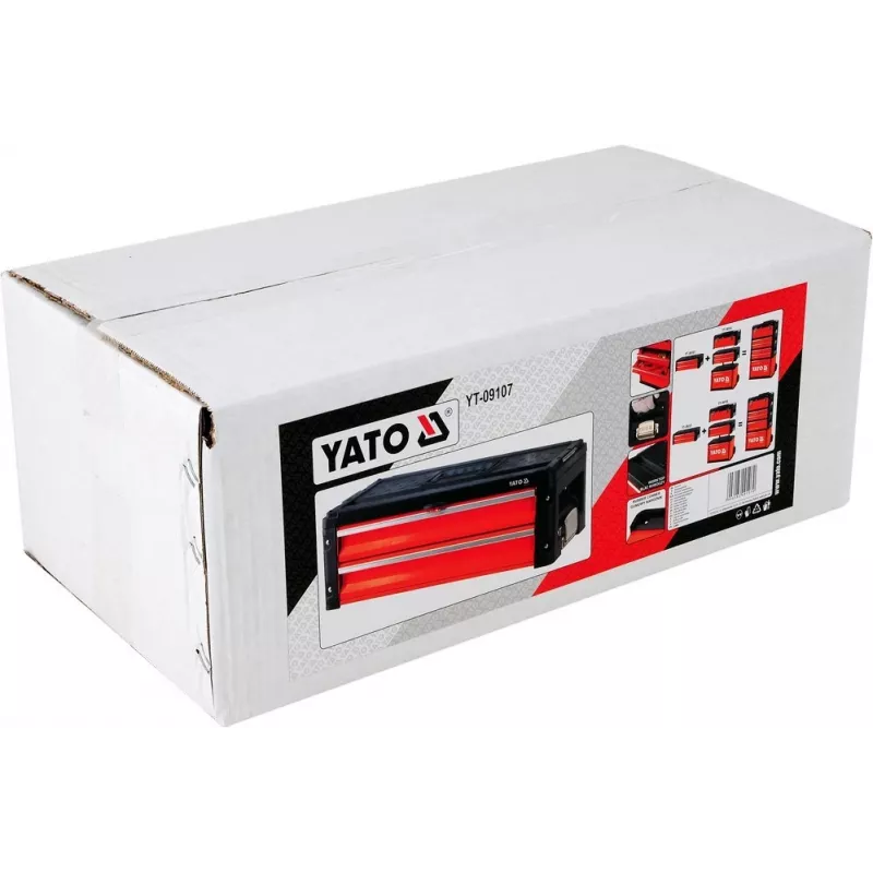 Werkzeugkasten YATO YT-09107 Metall 495x252x180 mm, schwarz/rot, 6 kg, 2 Fächer, abschließbar