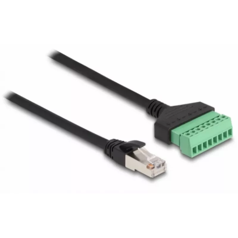 DeLOCK RJ45-Kabel Cat.6 Stecker auf Klemmleistenadapter 30 cm Schwarz Grün