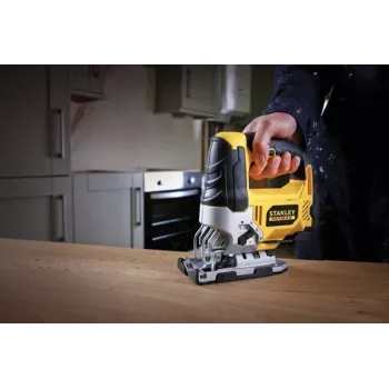 Stichsäge STANLEY FME340K — 710 W, 3000 H/min, Schnitttiefe Holz 85 mm, Stahl 10 mm, Bügelgriff, Gehrungseinstellung