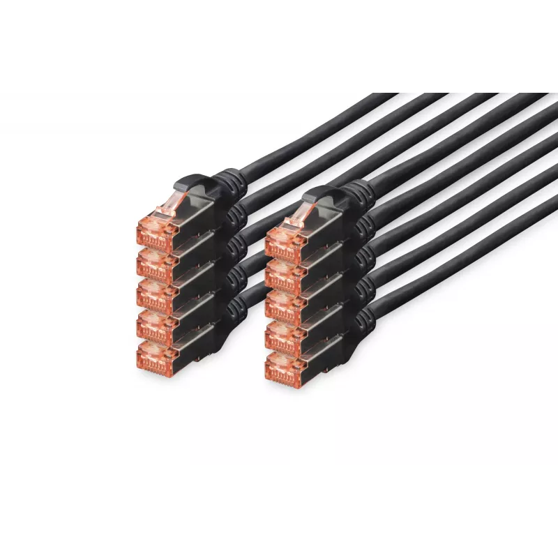 DIGITUS CAT6 S-FTP Patchkabel 2m, 10 Stück schwarz (DK-1644-020-BL-10)