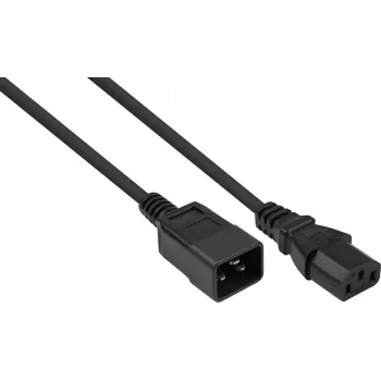 kabelmeister IEC-Verlängerungskabel IEC Gerätestecker C20 an IEC Gerätebuchse C13, schwarz, 1,00mm², 3m