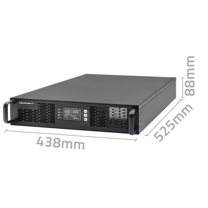 Qoltec 52285 USV (unterbrechungsfreie Stromversorgung) Doppelwandlung (Online) 1 kVA 1000 W 2 AC-Ausgänge