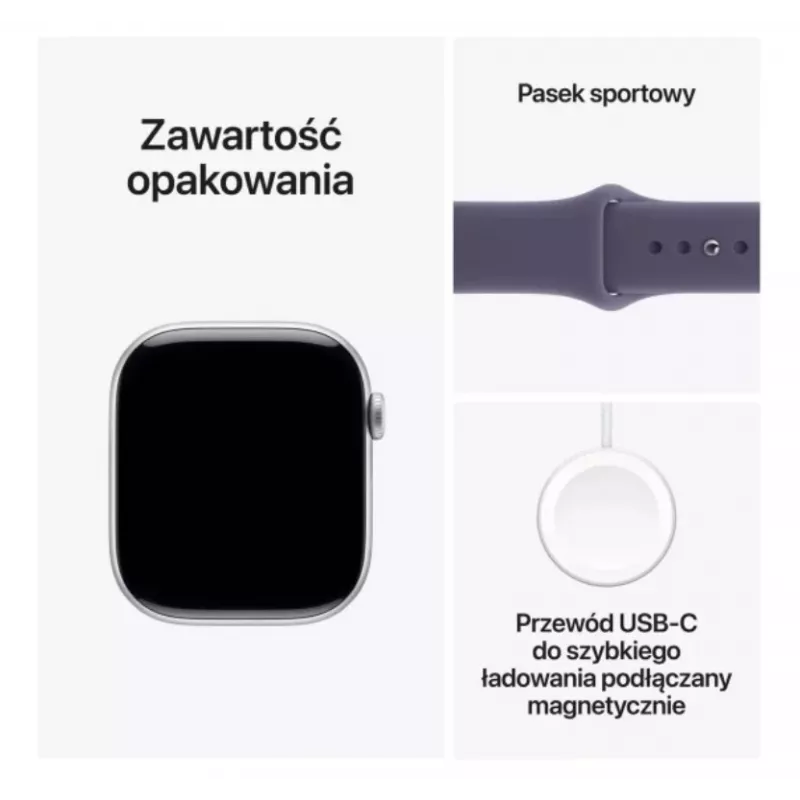 Apple Watch Series 11 GPS + Cellular 42mm Silber Aluminiumgehäuse mit Purple Fog Sportarmband - M/L