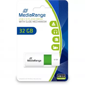 MediaRange - USB-Flash-Laufwerk - 32 GB - USB 2.0 - Weiß, Grün (MR973)
