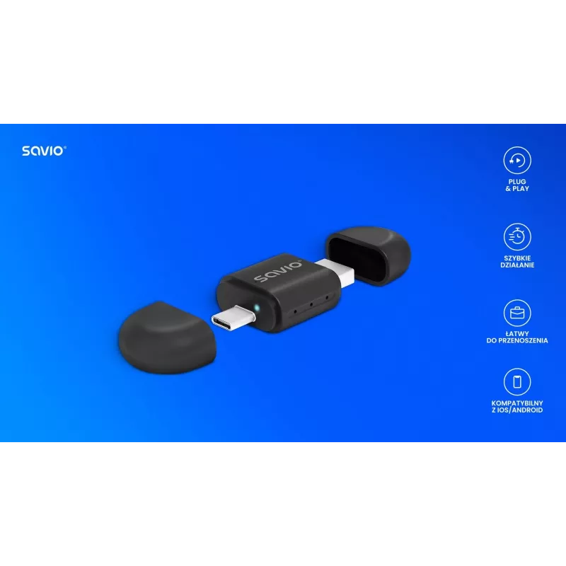 Drahtloser Audio-Transmitter Savio TR-17 Bluetooth USB 10 m Schwarz