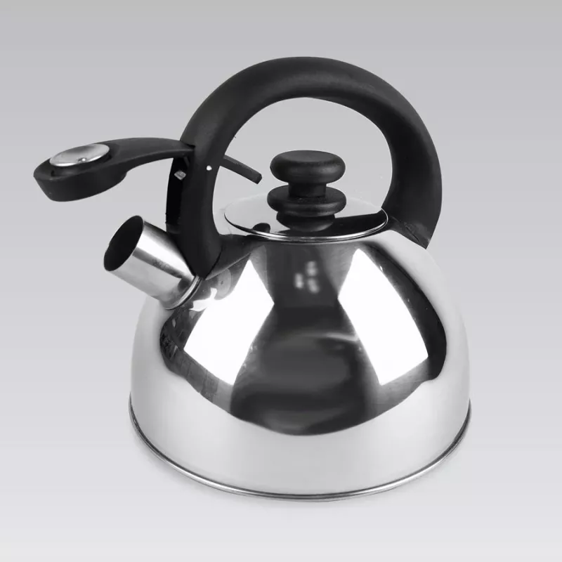 Wasserkocher Maestro MR1302 Edelstahl 2,5 L, induktionsgeeignet, Klappdeckelpfeife, schwarzer Griff