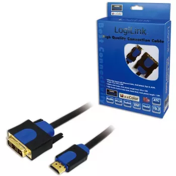 Videokabel-Adapter LogiLink CHB3102 2 m HDMI DVI-D Schwarz Blau