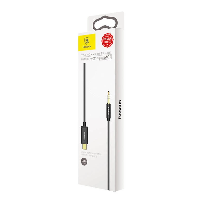 Baseus Yiven Audiokabel USB-C auf Miniklinke 3,5 mm, 1,2 m (Schwarz)