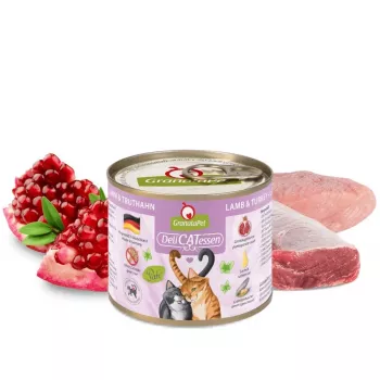 Nassfutter für Katzen Fox4Pets DeliCATessen Lamm und Truthahn 200 g — Alleinfuttermittel für adulte Katzen, Protein 10,6 %, Fett 6,5 %, Feuchtigkeit 78 %
