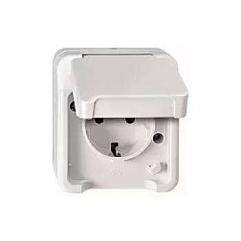 Steckdose Merten MEG2300-8019 CEE 7/3, unterstützt CEE 7/4, weiß, IP44, Thermoplast, 83×73×57 mm