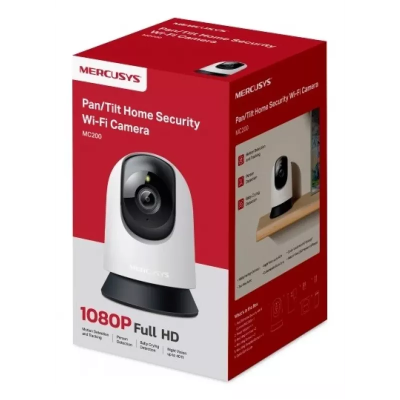 Innenraum-Überwachungskamera MERCUSYS MC200 Full HD 1080p, 87° Sichtfeld, 30 fps, Nachtsicht 12 m, MicroSD bis zu 512 GB