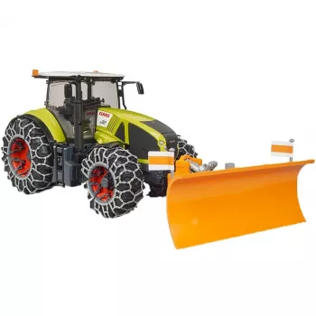 Spielzeugtrecker BRUDER Claas Axion 950 mit Schneeketten und Schneeschild, maßstabsgetreues Modell