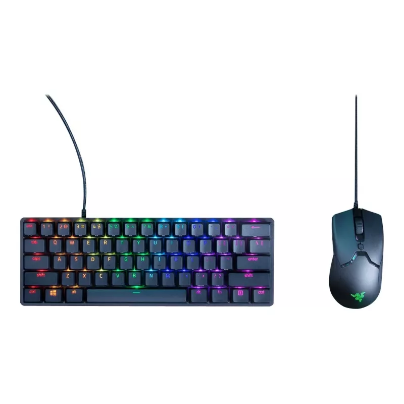 Razer Huntsman Mini 60% Gaming-Tastatur Opto-Mechanical Purple Switch RGB LED NORD kabelgebunden