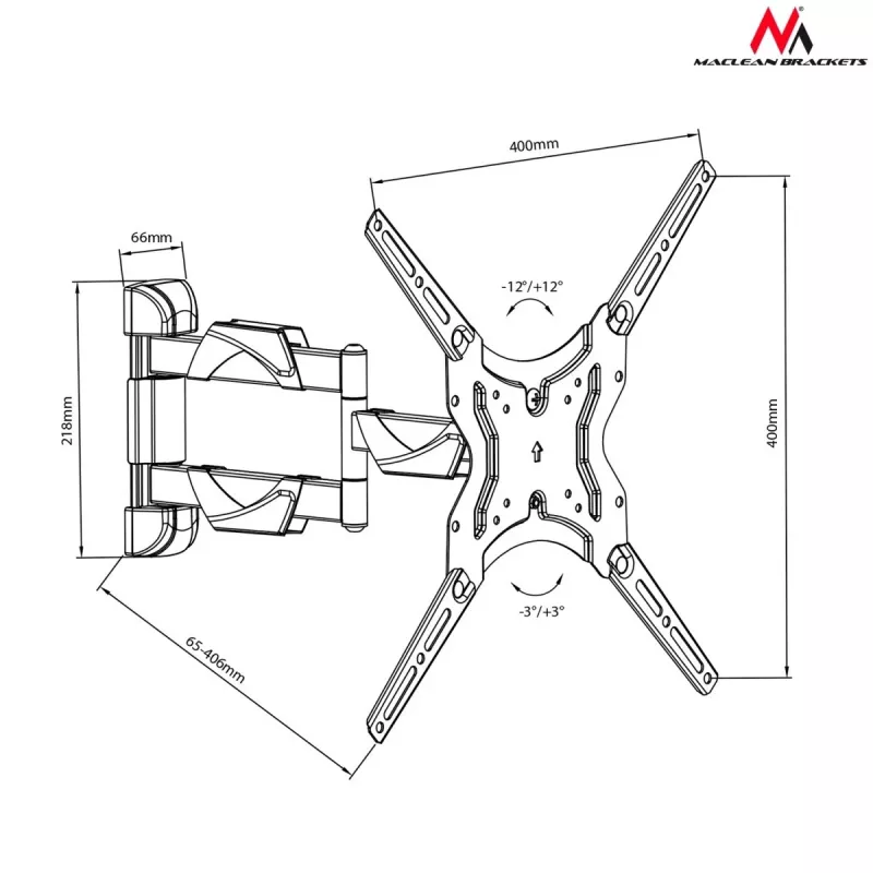 Maclean Mc-743 - Vesa Monitor-/TV-Halterung, 13-50 Schwarz, 30 kg