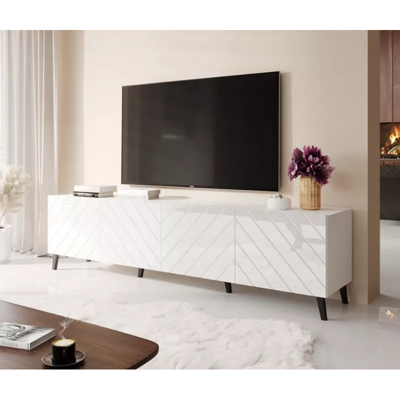 RTV-Schrank ABETO 200x42x52 weiß/glänzend weiß