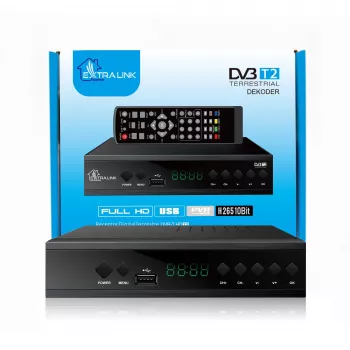 Extralink Home Tuner DVB-T2 Digital-TV-Decoder H.265 HEVC FULL HD USB HDMI + Fernbedienung